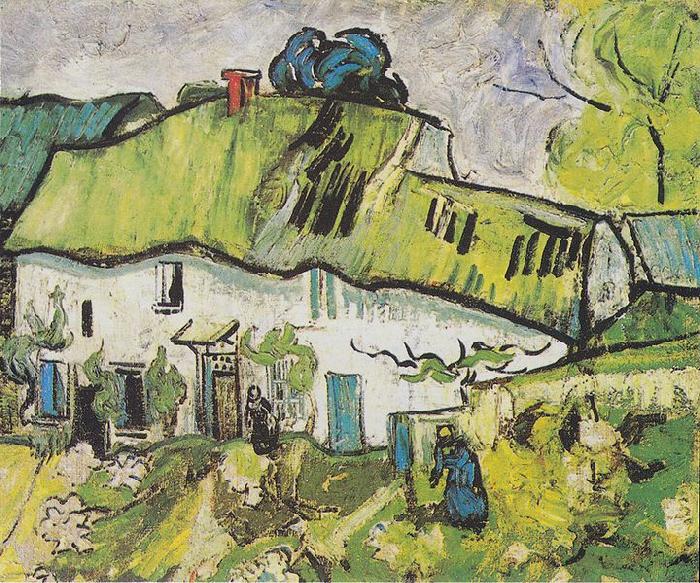 Vincent Van Gogh Farmhouse with two figures